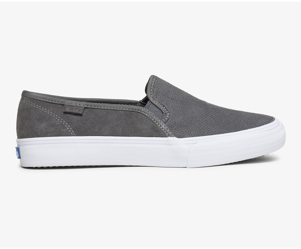 Keds Slip Ons Grey - Double Decker Suede - Womens RAPJOQ-543